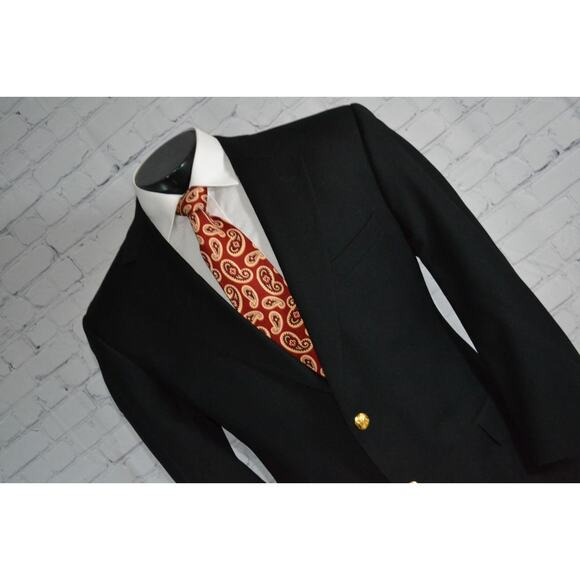 47830-a Joseph Jos A Bank Blazer Mens Size 42 Reg Jacket Gold Buttons Black